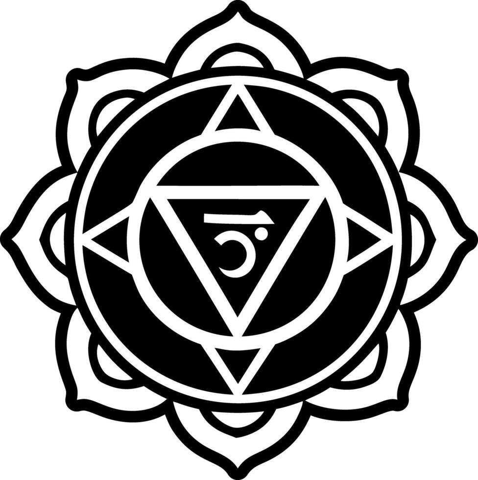 A glyph style icon of divine chakra symbol vector