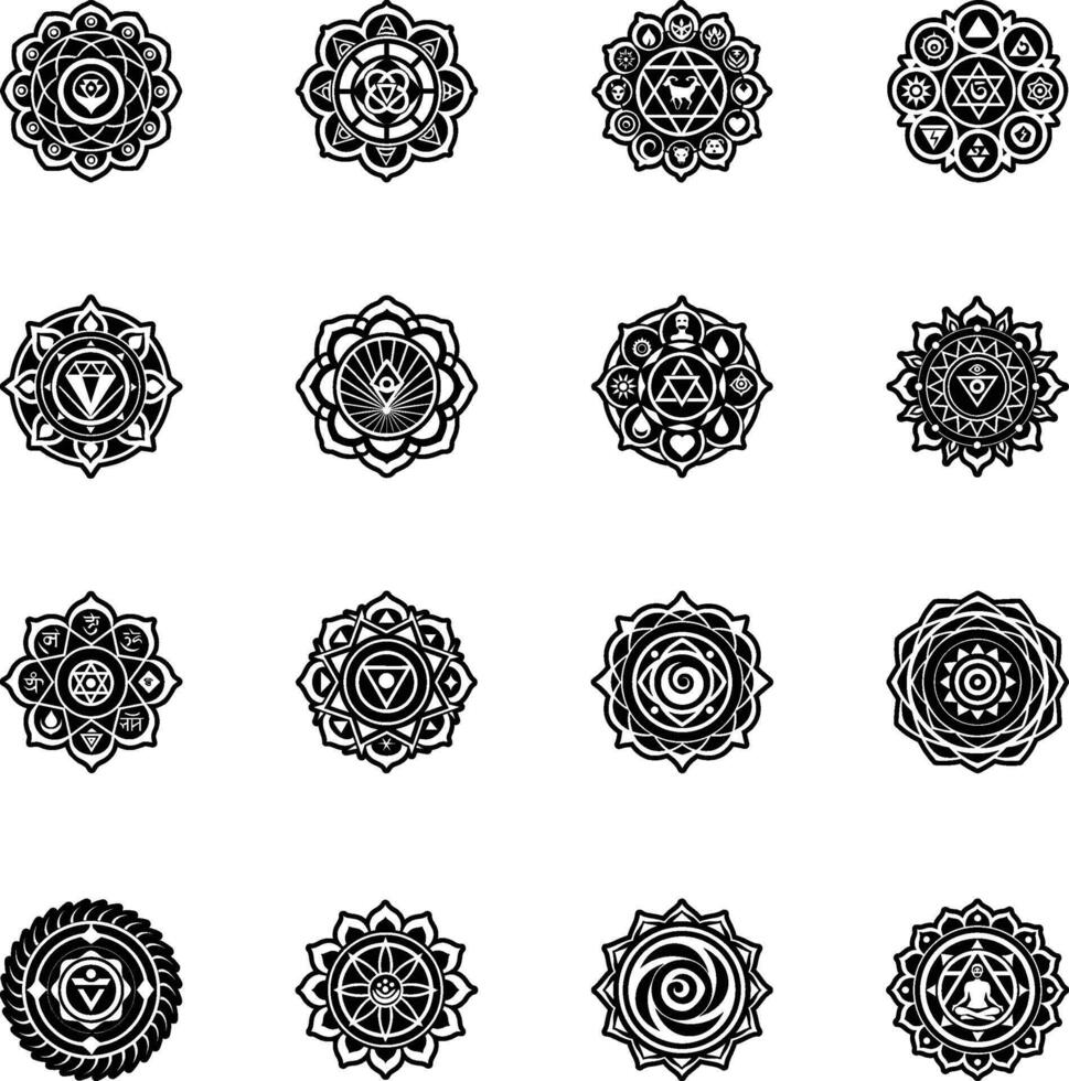 A set of black and white mandalas vector