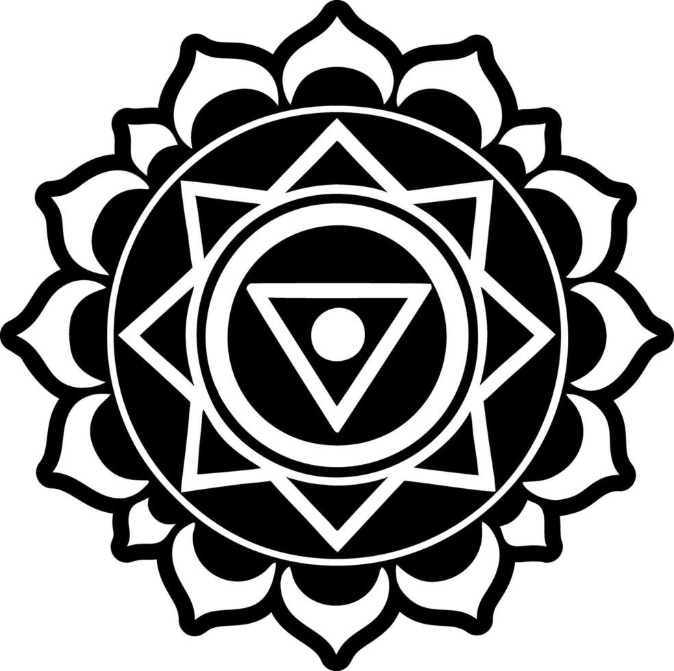 Chakra symbol icon in solid style vector