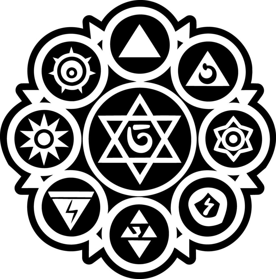 Chakra signs symbol icon in solid style vector