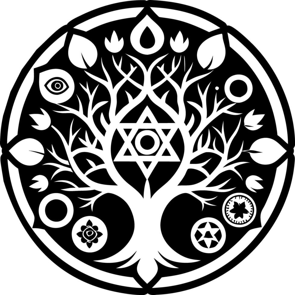 Life tree tattoo, glyph style icon vector