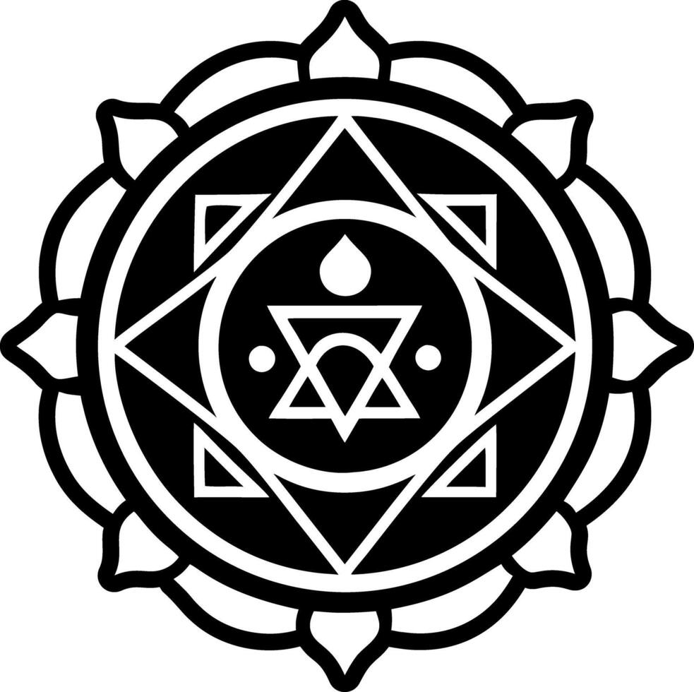 Cosmic chakra symbol icon in solid style vector