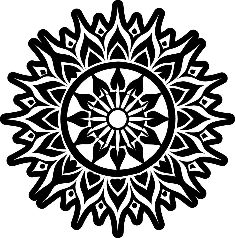 Sunburst mandala glyph style icon vector
