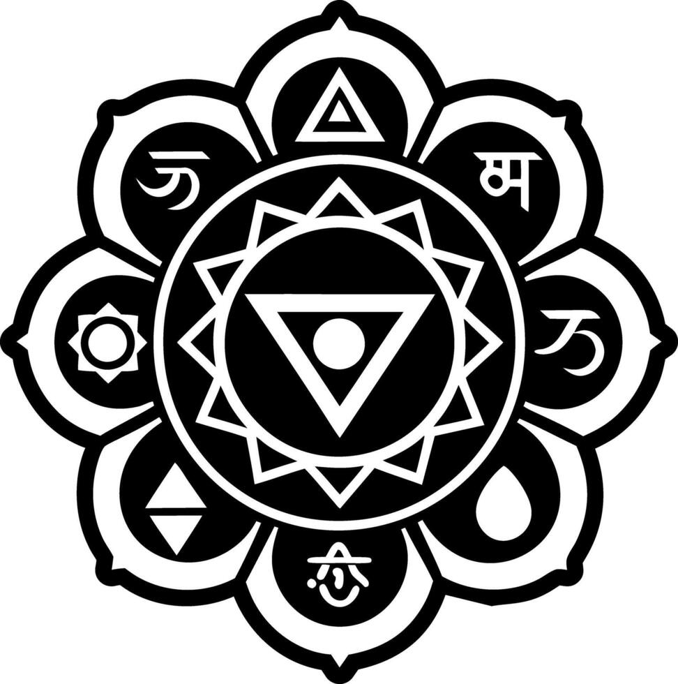 A glyph style icon of chakra elements symbol vector
