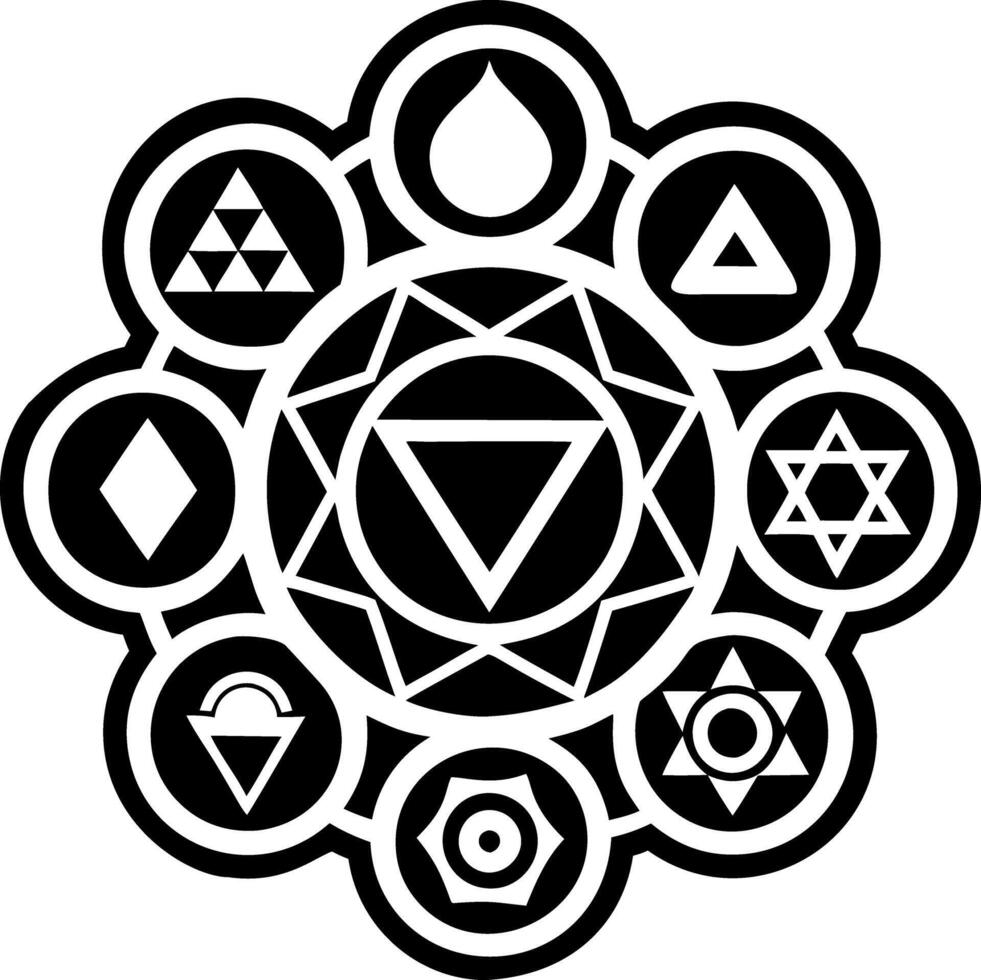 A glyph style icon of chakra energy symbol vector