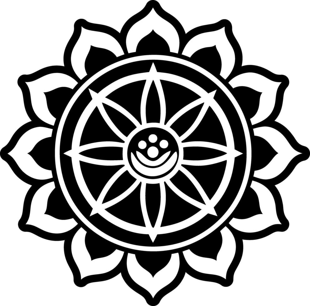 Mandala flower icon in glyph style vector