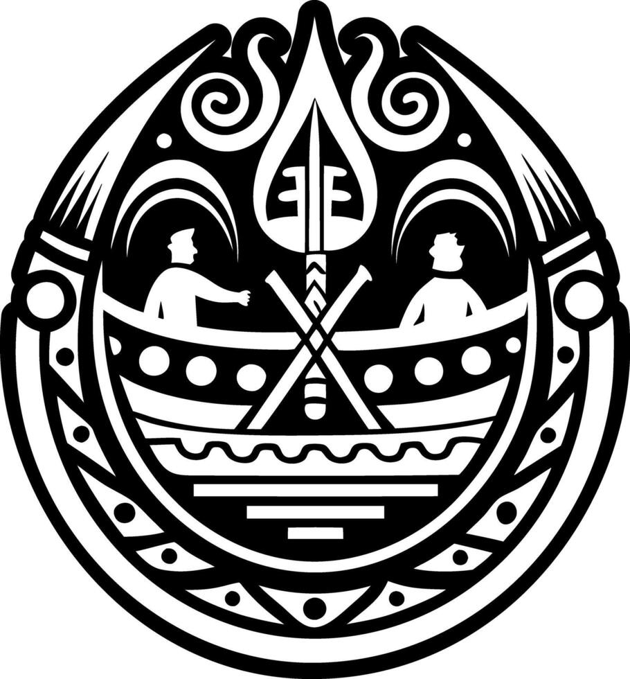 Maori boat symbol icon in solid style vector