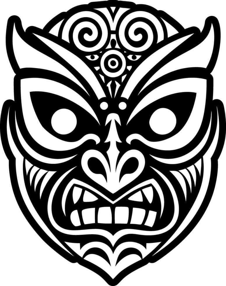 Polynesian mask symbol icon in solid style vector