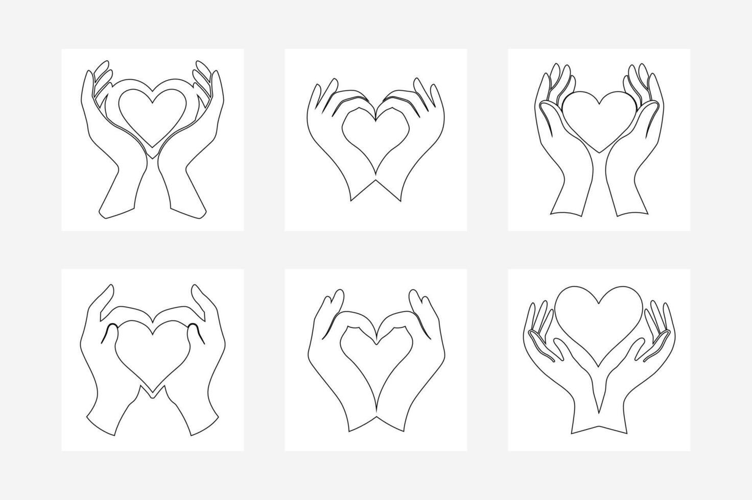 Continuous One Line Drawing of Two Hands Holding a Heart - Minimalist Illustration vector