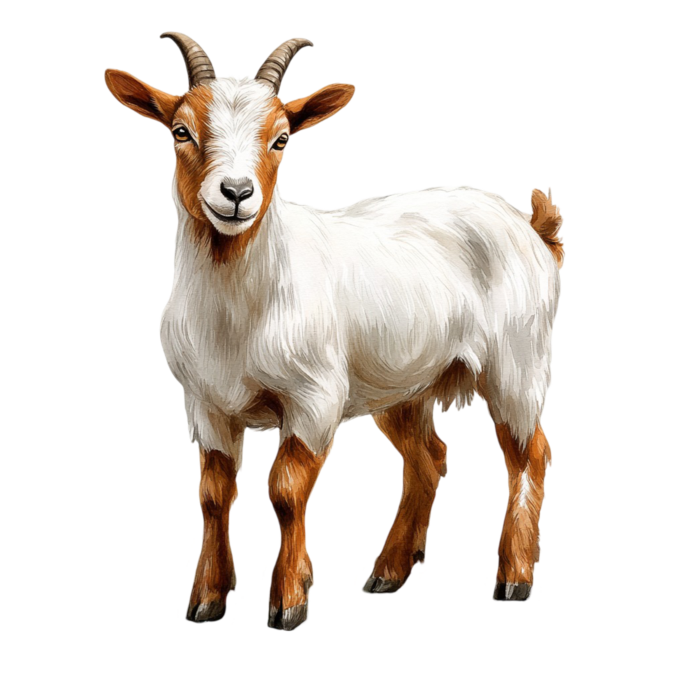 Young White Goat Standing in Profile png