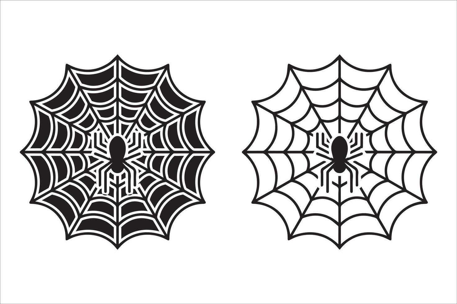 Spider web with spider line art of illustration vector