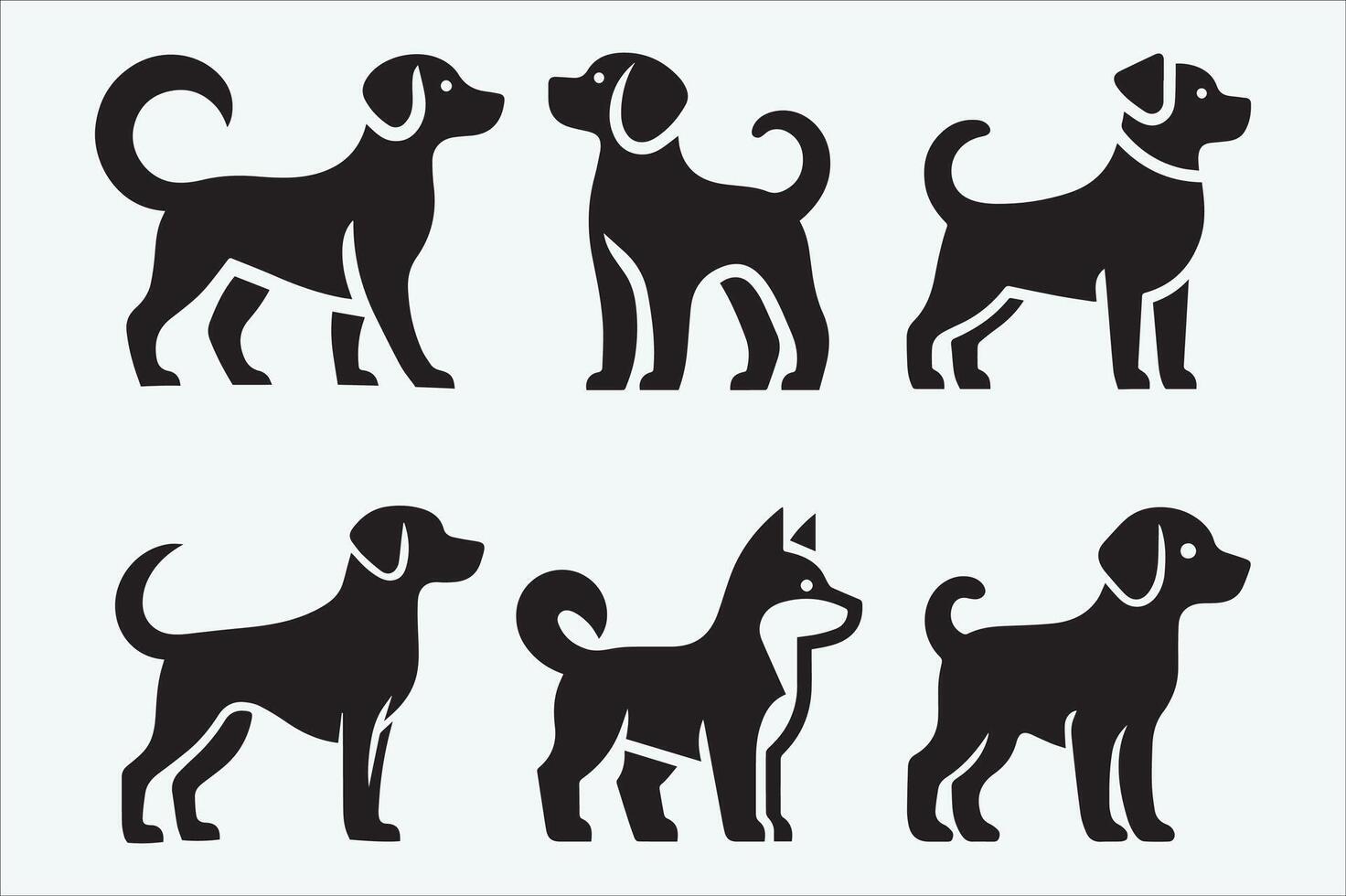 Set of dogs silhouette elegant canine pets in flat art vector