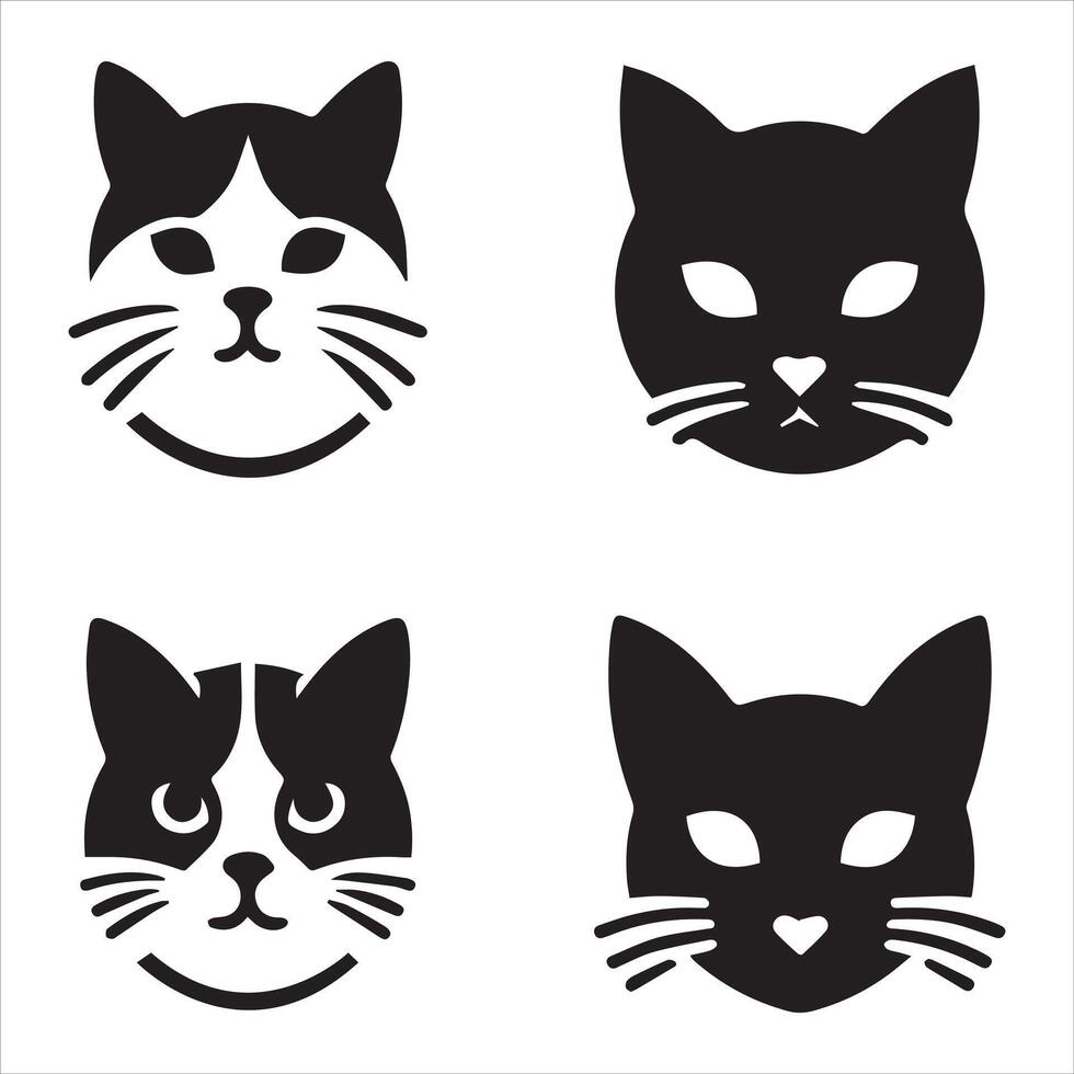 Modern cat logo collection stylish symbols for your business vector