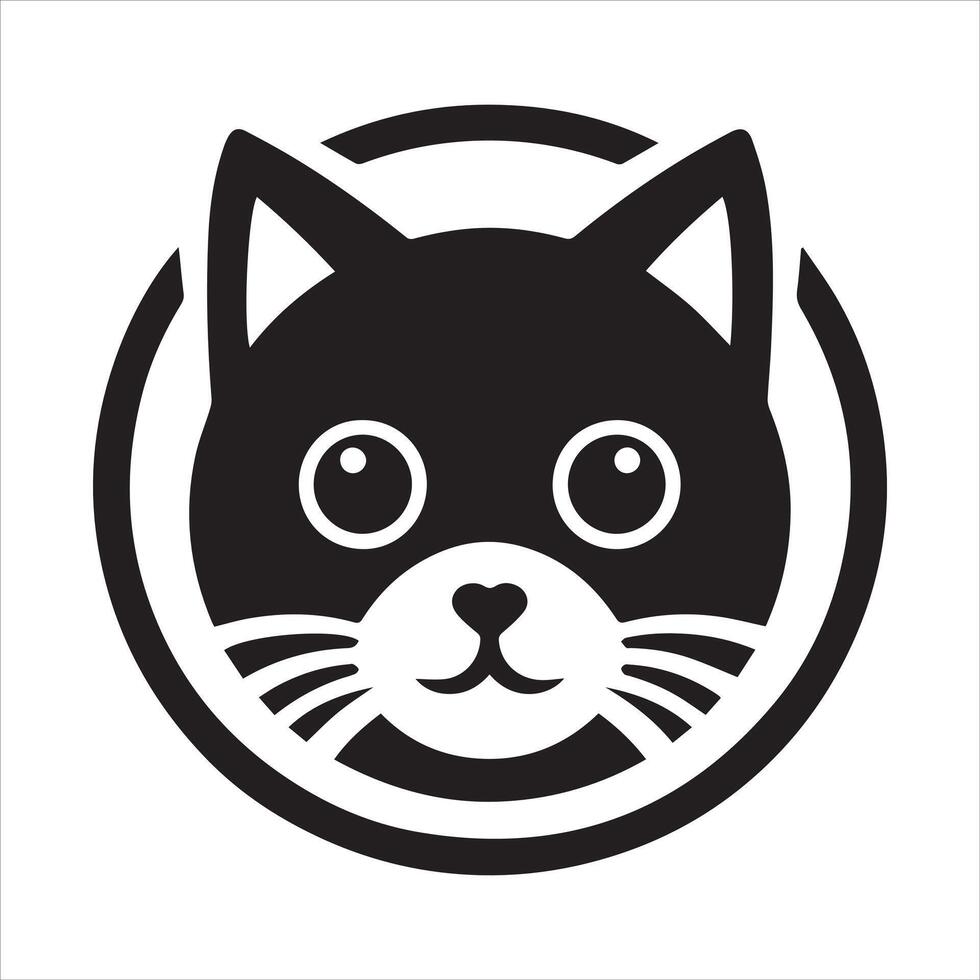 chic cat head silhouette icon design vector