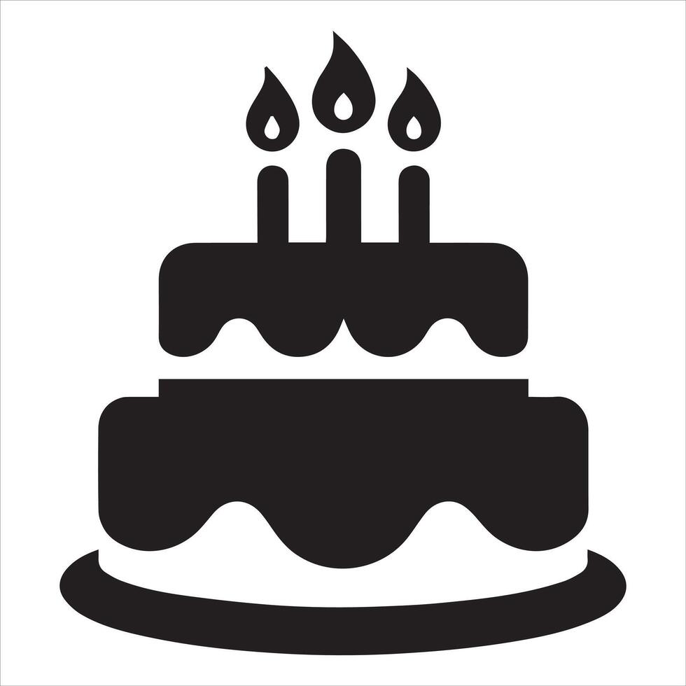 Birthday cake with icon silhouette illustration vector