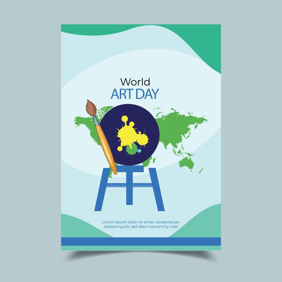 Hand Drawn World Art Day Flyer Template Illustration vector