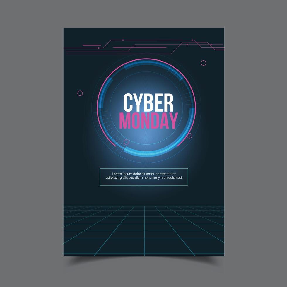 Cyber Monday Poster Template with Illustration vector