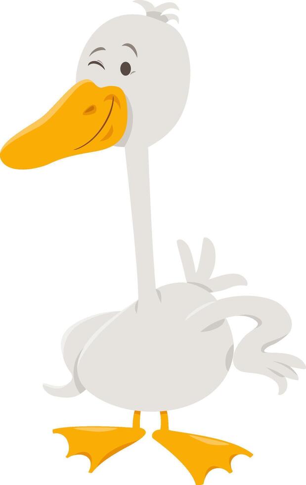 funny white cartoon goose farm animal character vector