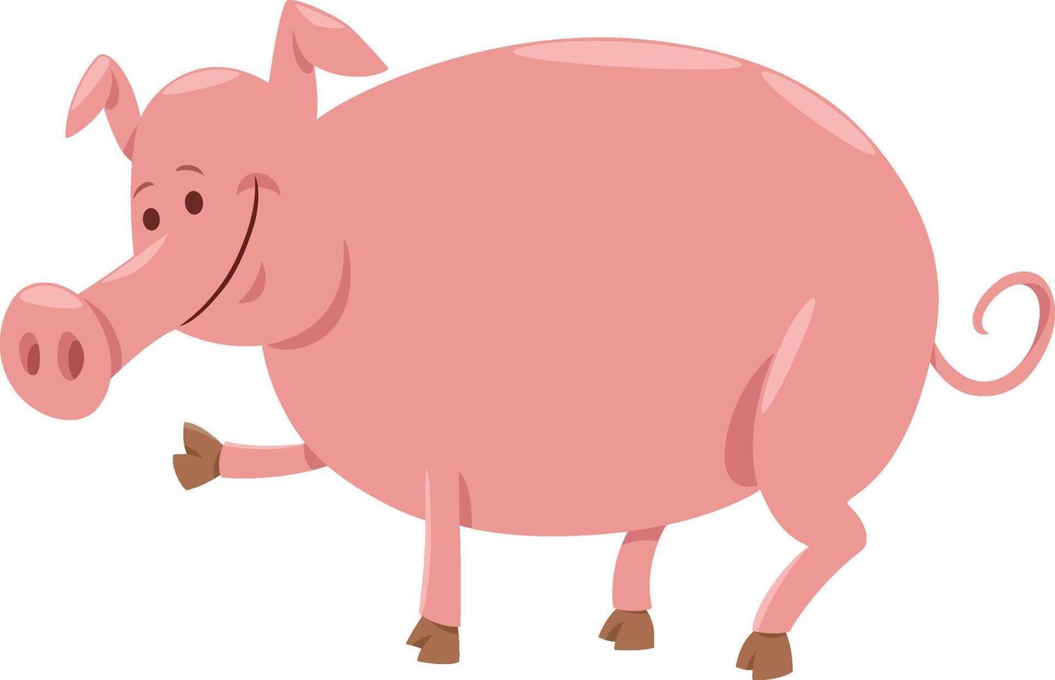 funny cartoon pig farm animal character vector