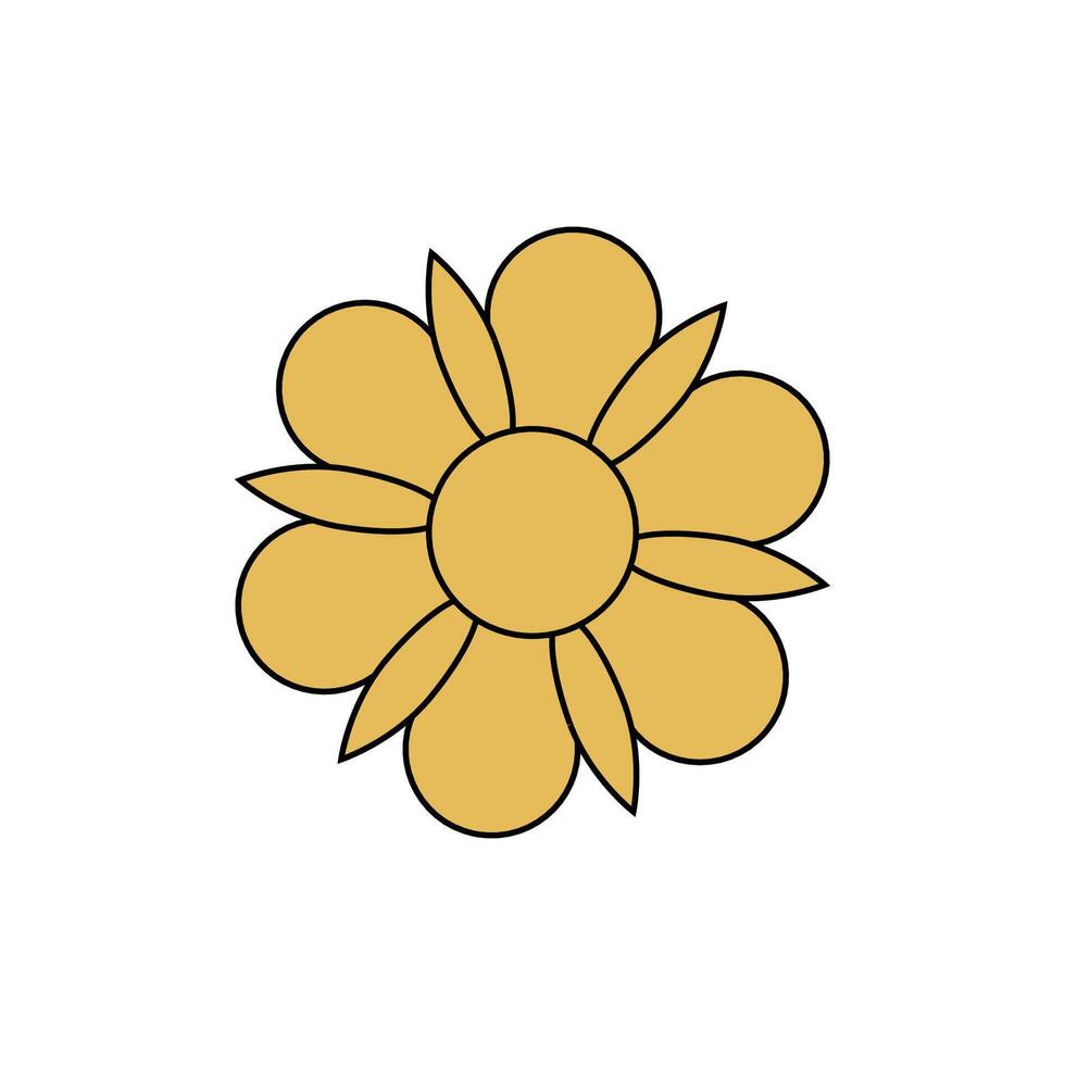 Cute flower yellow color isolated icon vector