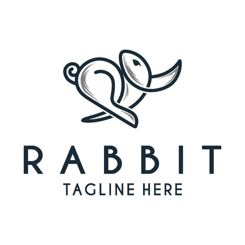 rabbit logo design. line art simple vector