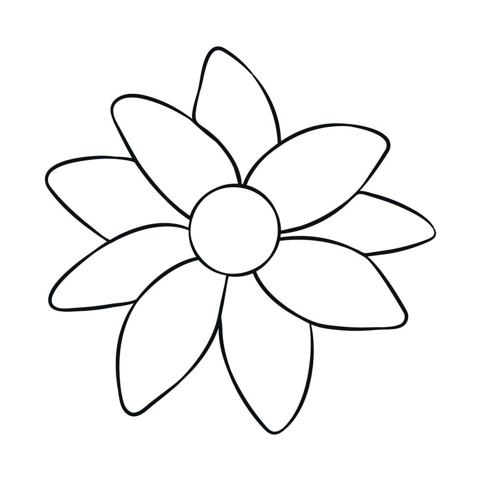 Simple fancy flower, outline illustration design vector