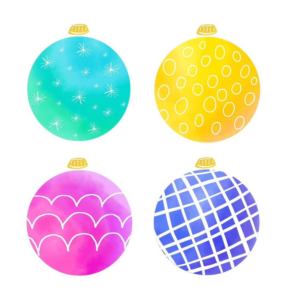 Watercolor Christmas balls. Christmas decoration. Illustration isolated on white background. Element for print, banner, card, brochure or poster vector