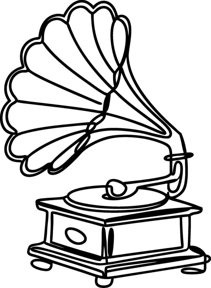 Vintage Gramophone Line Art for Music and Antique Lovers vector