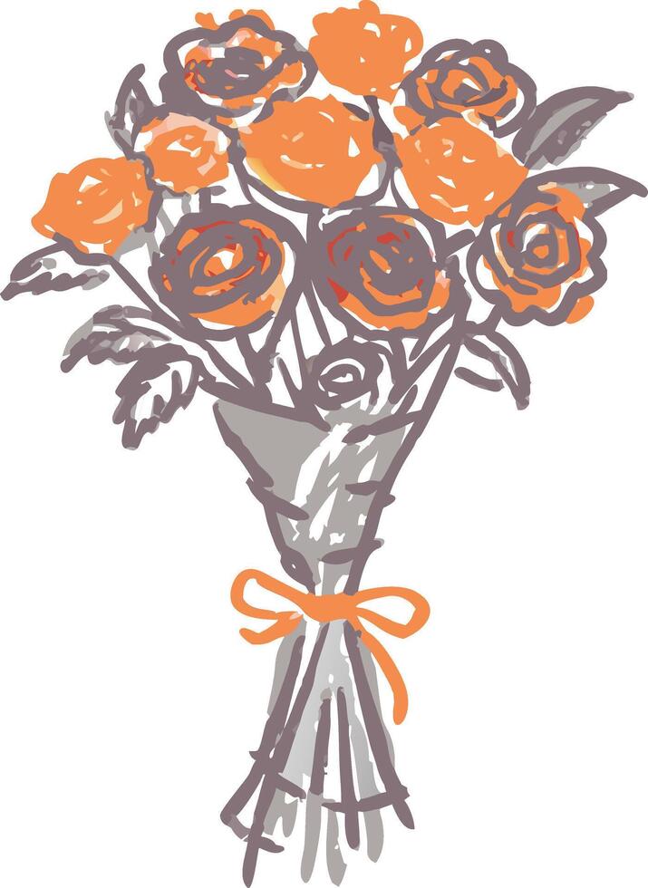 Vibrant Orange Rose Bouquet with Artistic Brushstroke Style vector