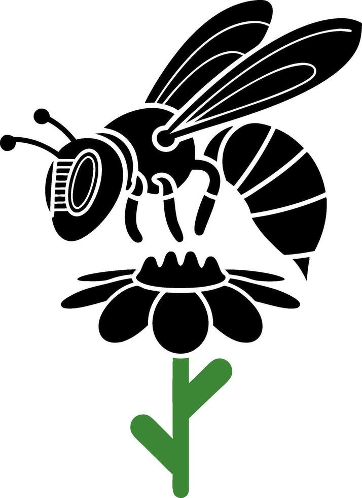 Illustration of Bee Pollinating Flower Nature Symbol vector