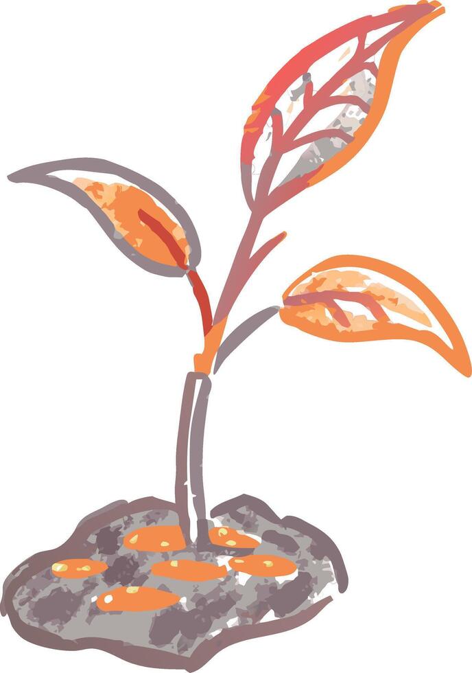 Vibrant Plant Illustration with Abstract Leaves and Soil Concept vector