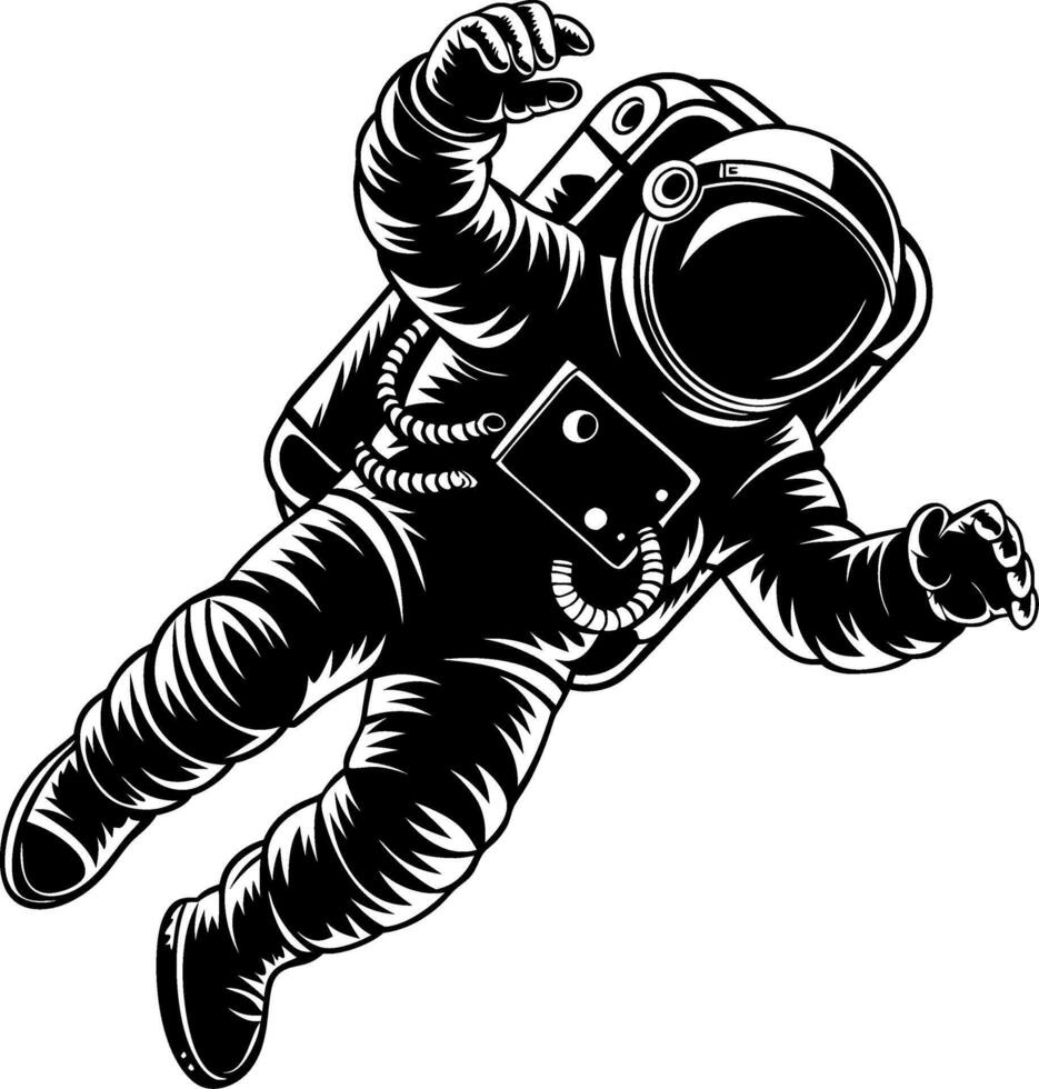 Illustration Astronaut in Space Suit Floating in Zero Gravity vector