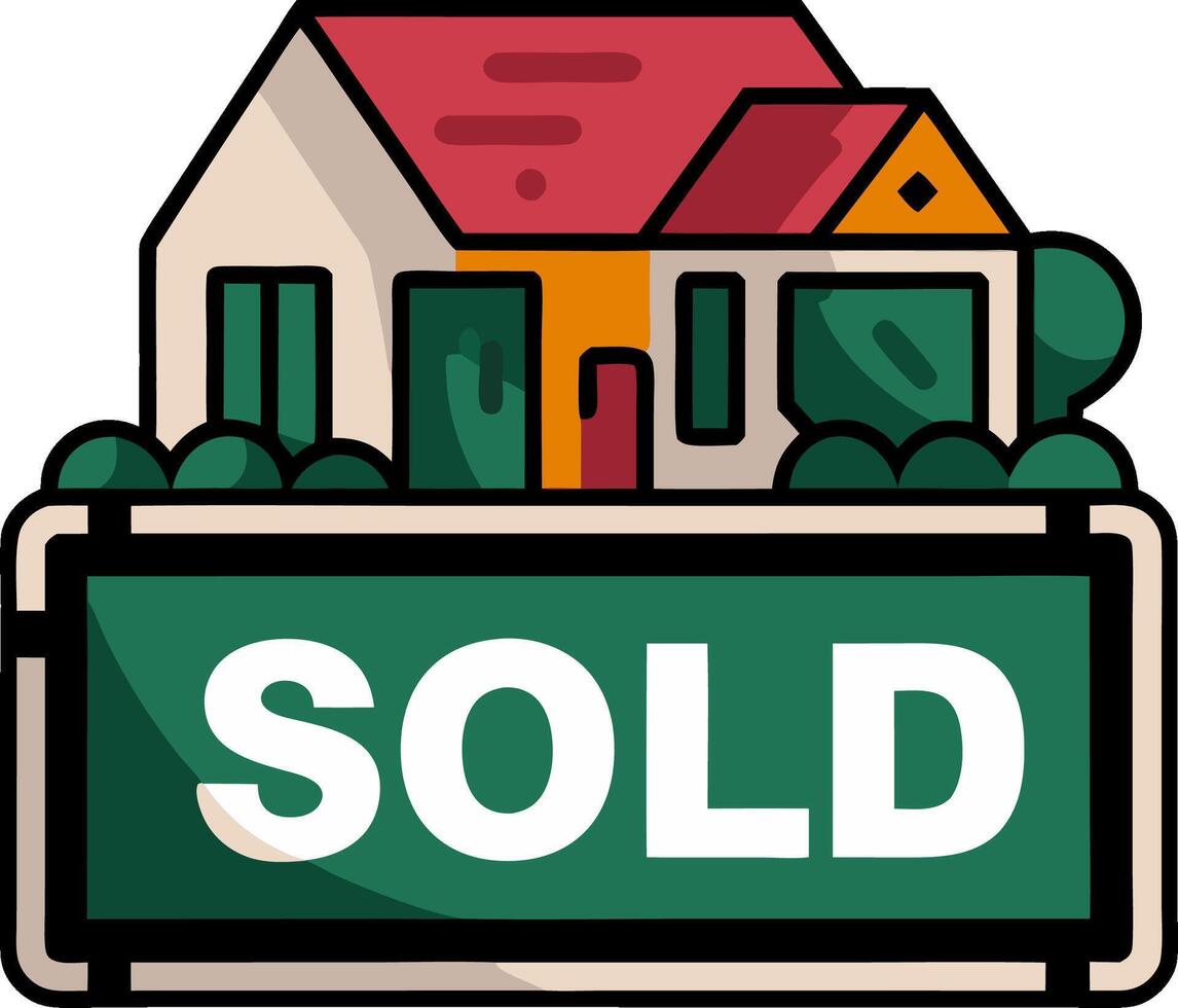 Illustration of House with Sold Sign Real Estate Concept vector