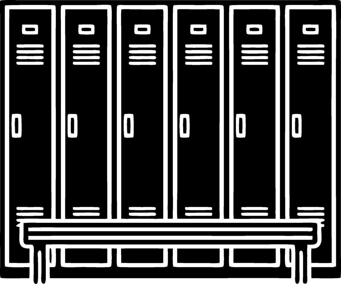 Illustration of Gym Lockers with Bench for Fitness or School Design Uses vector
