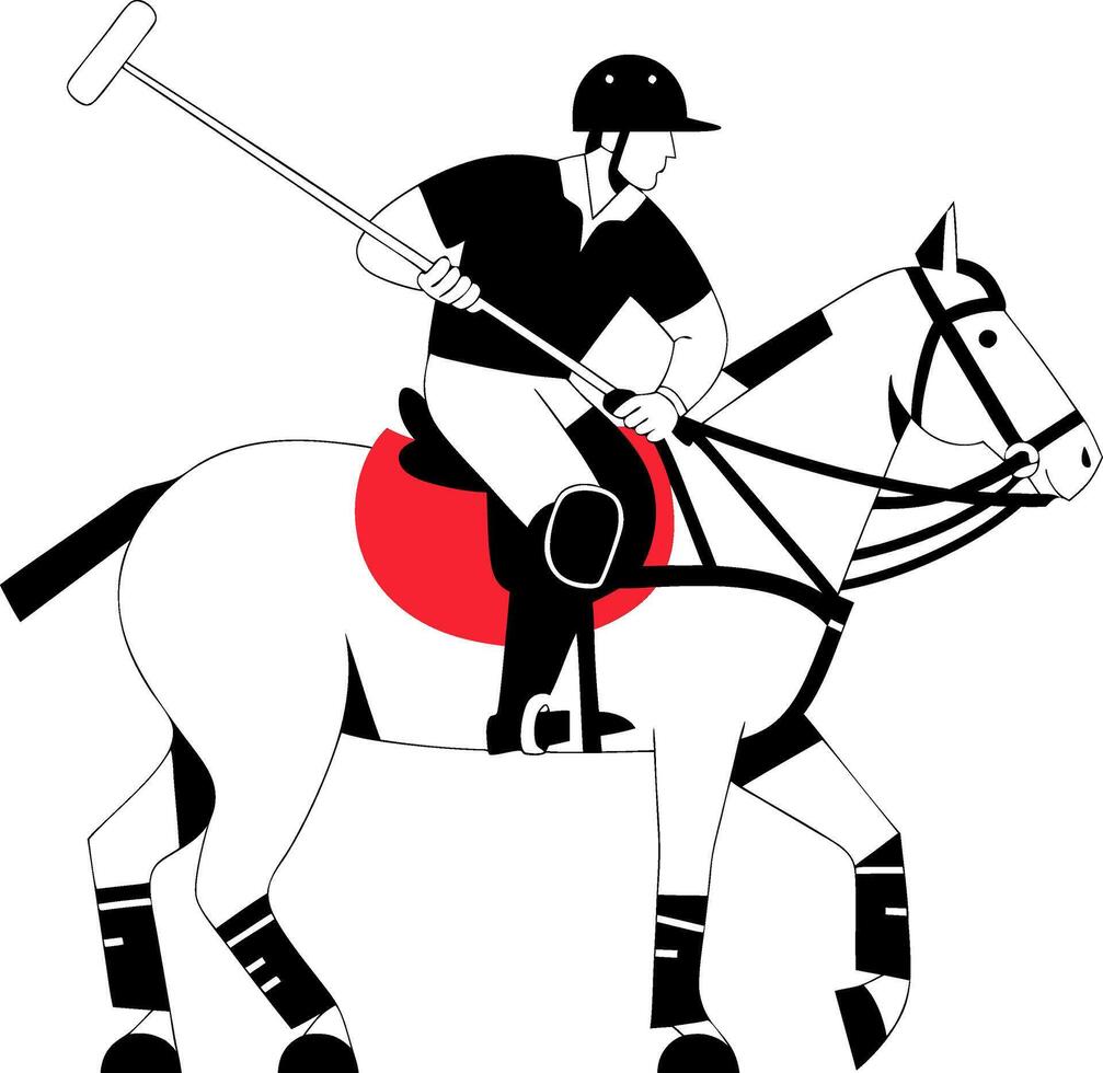 Illustration Polo Player on Horseback with Mallet and Helmet vector