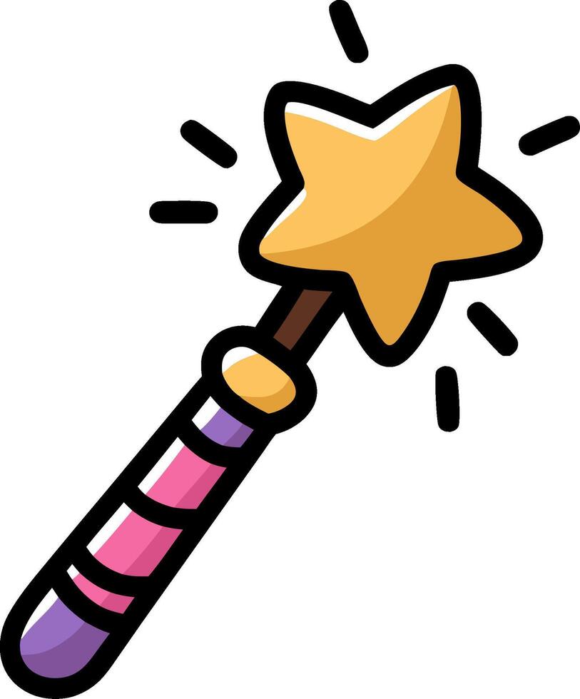 Vibrant Magic Wand with Star Design for Fantasy Themes and Decor vector