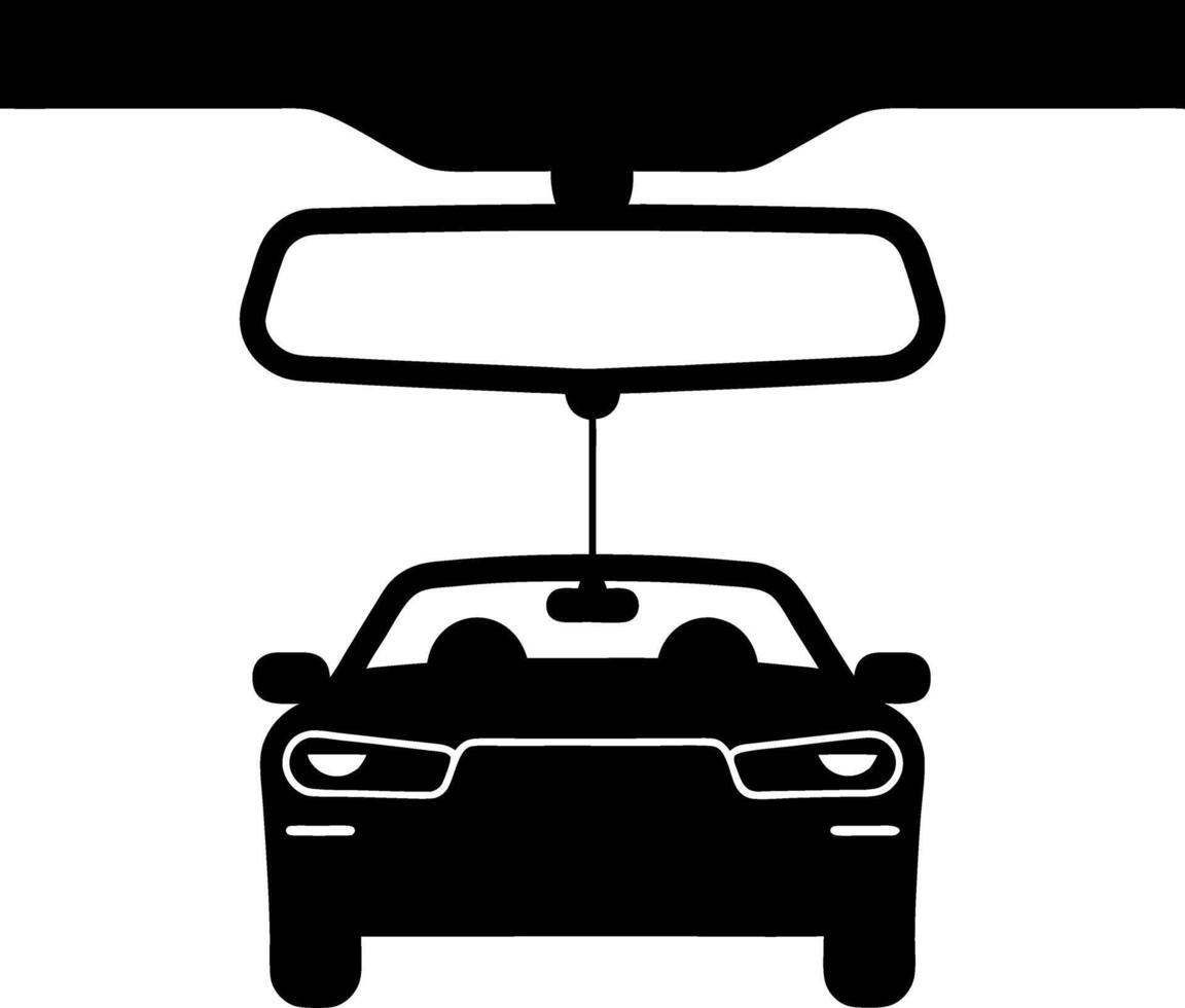 Silhouette of Car Symbol Under Rearview Mirror for Automotive Themes vector