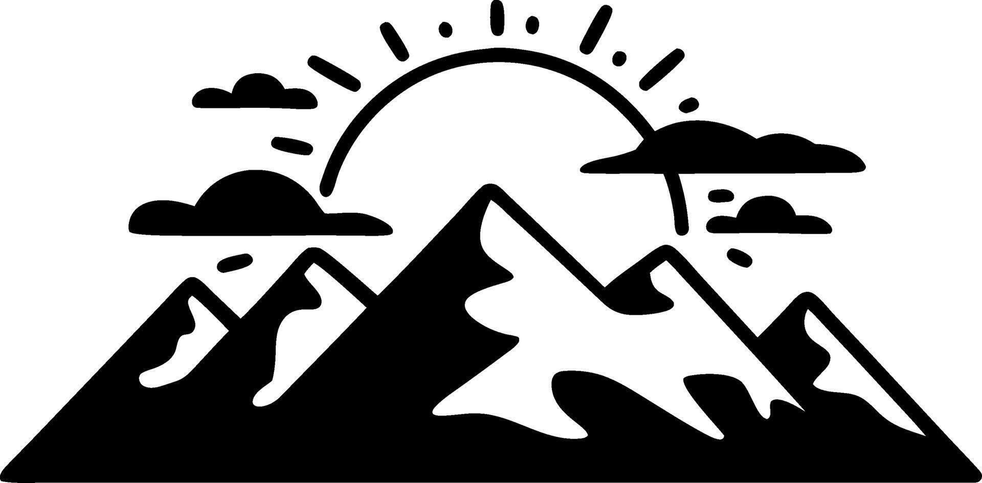 Sunrise Over Mountain Peaks Silhouette with Clouds Art vector
