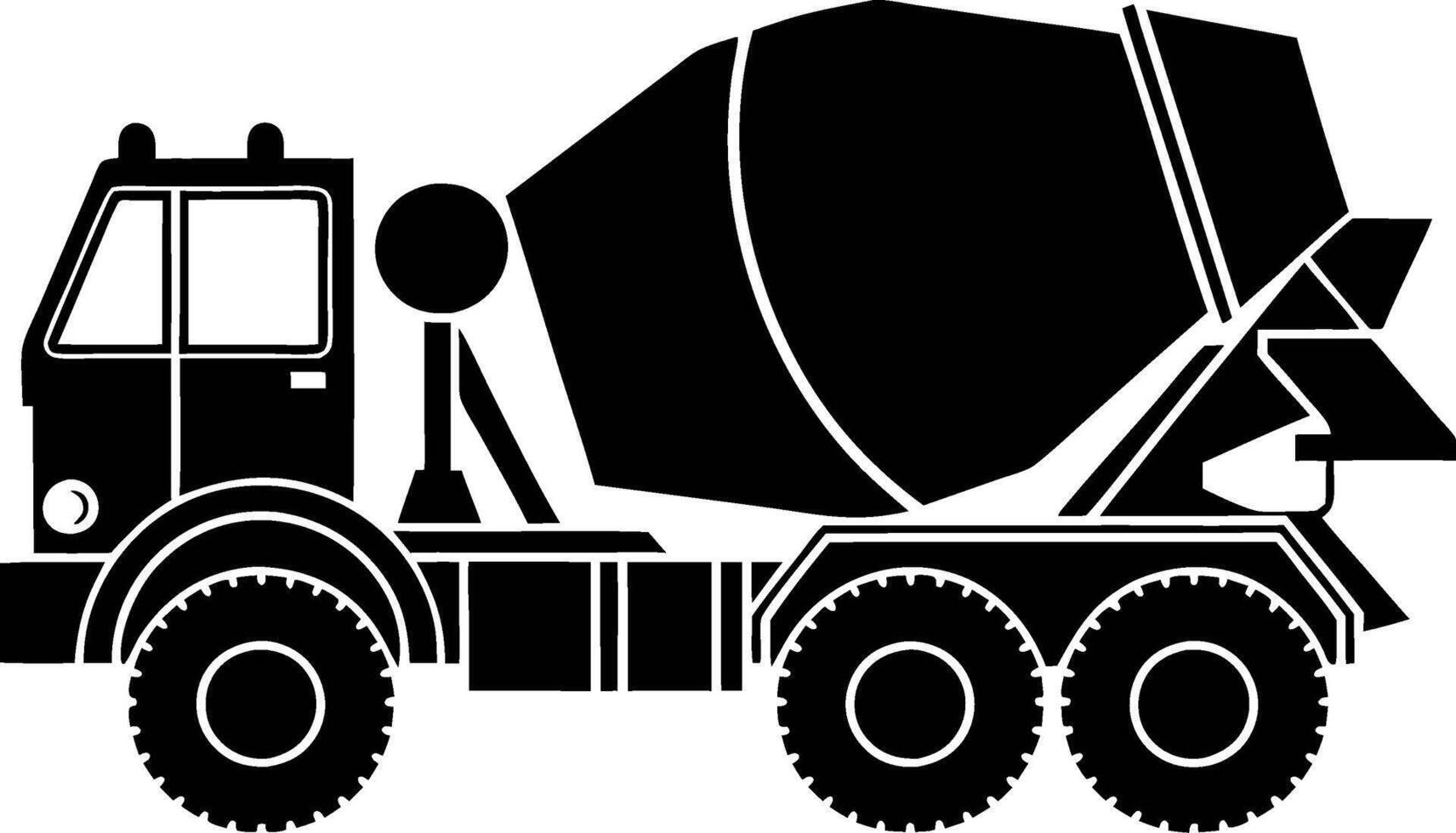 Silhouette Cement Mixer Truck for Construction Projects and Industrial Uses vector