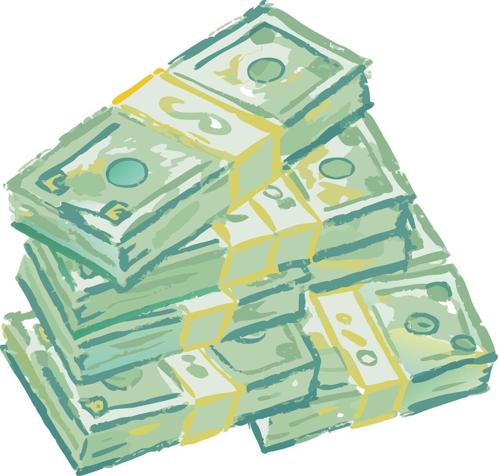 Stack of Green Dollar Bills Illustrating Wealth and Financial Success Concept vector