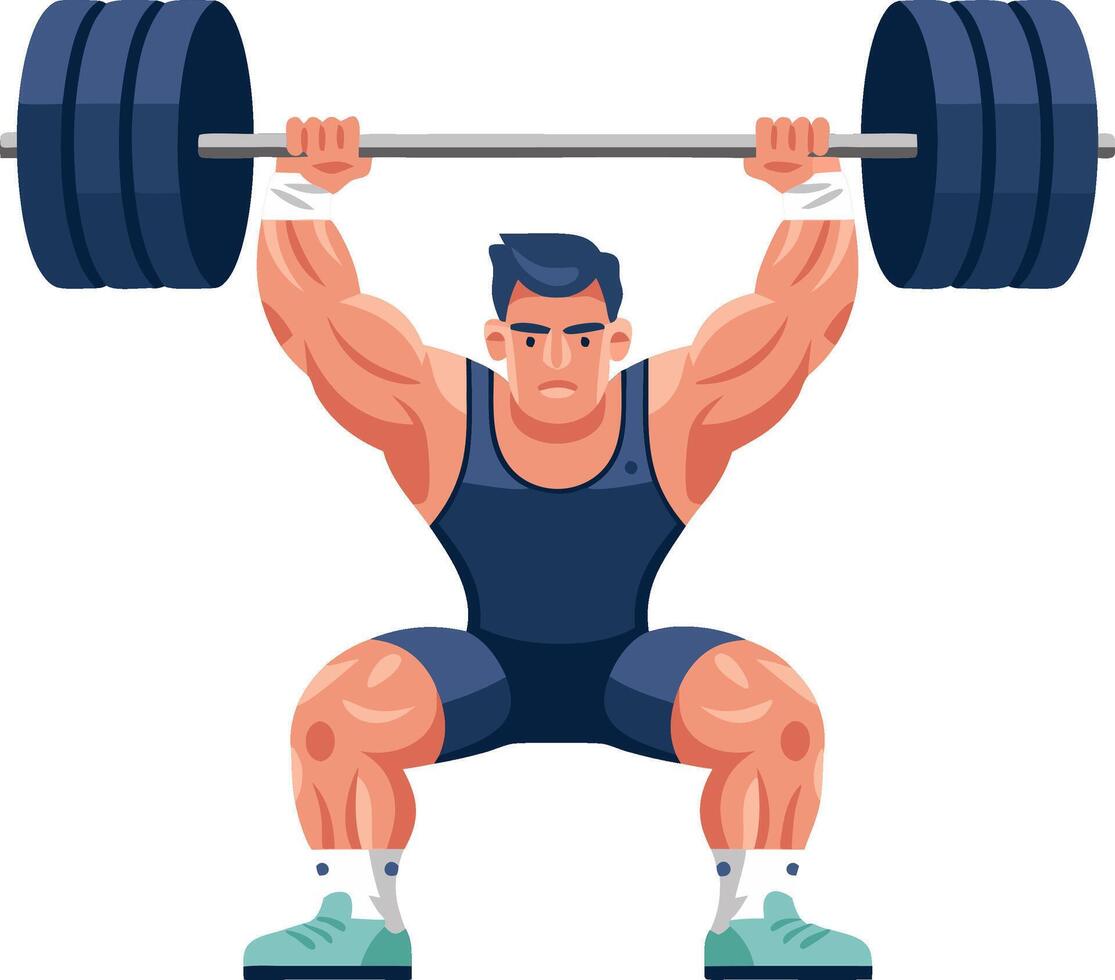 Strong Athlete Weightlifting Heavy Barbell Illustration for Fitness and Gym Concepts vector