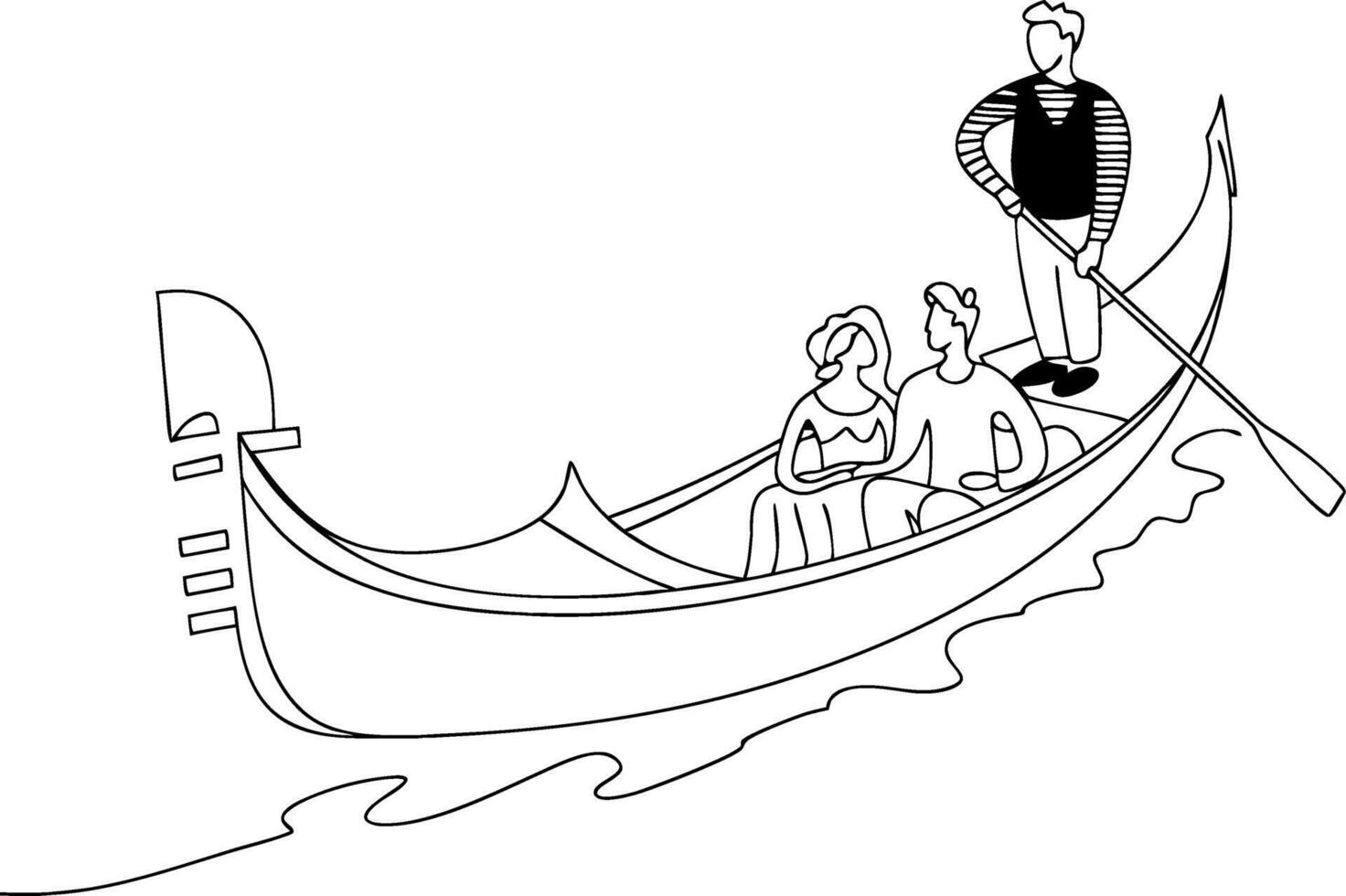 Illustration Romantic Gondola Ride with Gondolier and Couple Exploring Venice vector