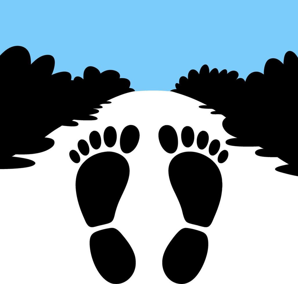 Illustration Human Footprints Pathway Through Nature Trail with Blue Sky vector