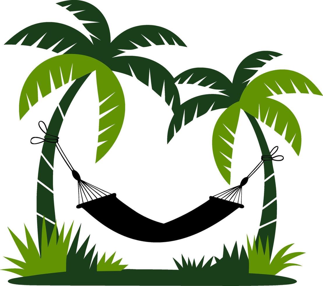 Tropical Palm Trees with Hammock Perfect for Relaxation Themes and Travel Graphics vector