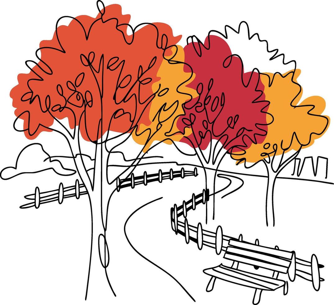 Vibrant Autumn Park with Colorful Trees and Pathway vector