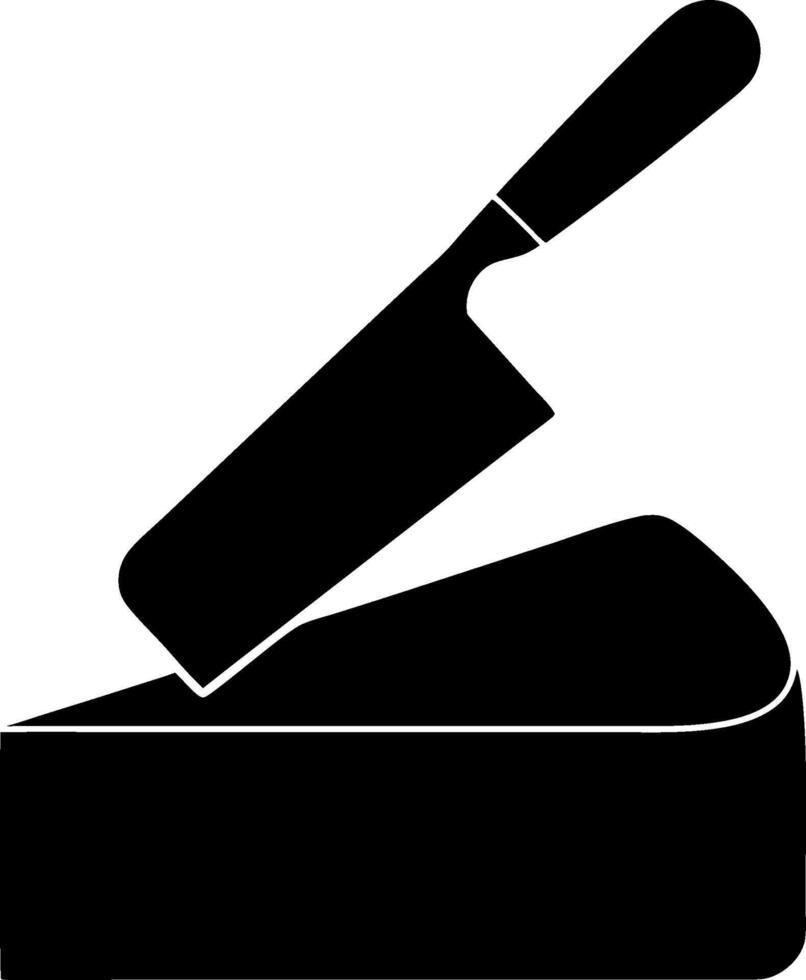 Simple Black Knife Slicing Through Butter for Culinary Design and Food Preparation vector