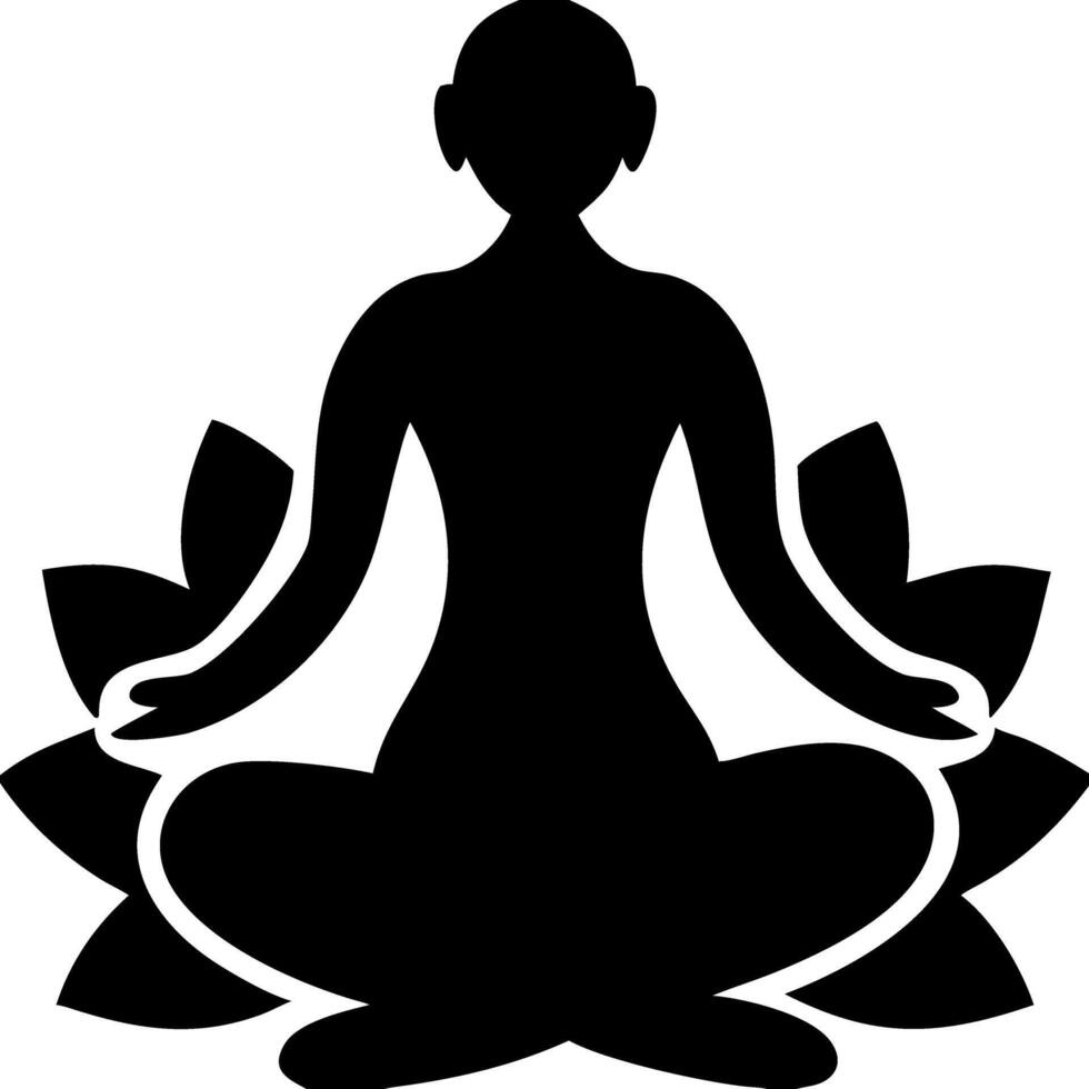 Silhouette Meditation Pose with Lotus Flower Symbolizing Inner Peace and Spiritual Balance vector