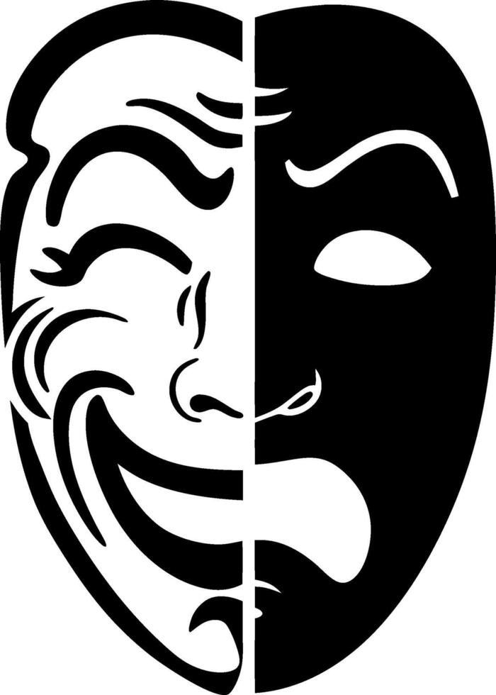 Theater Masks Comedy Tragedy Dual Expression Illustration vector