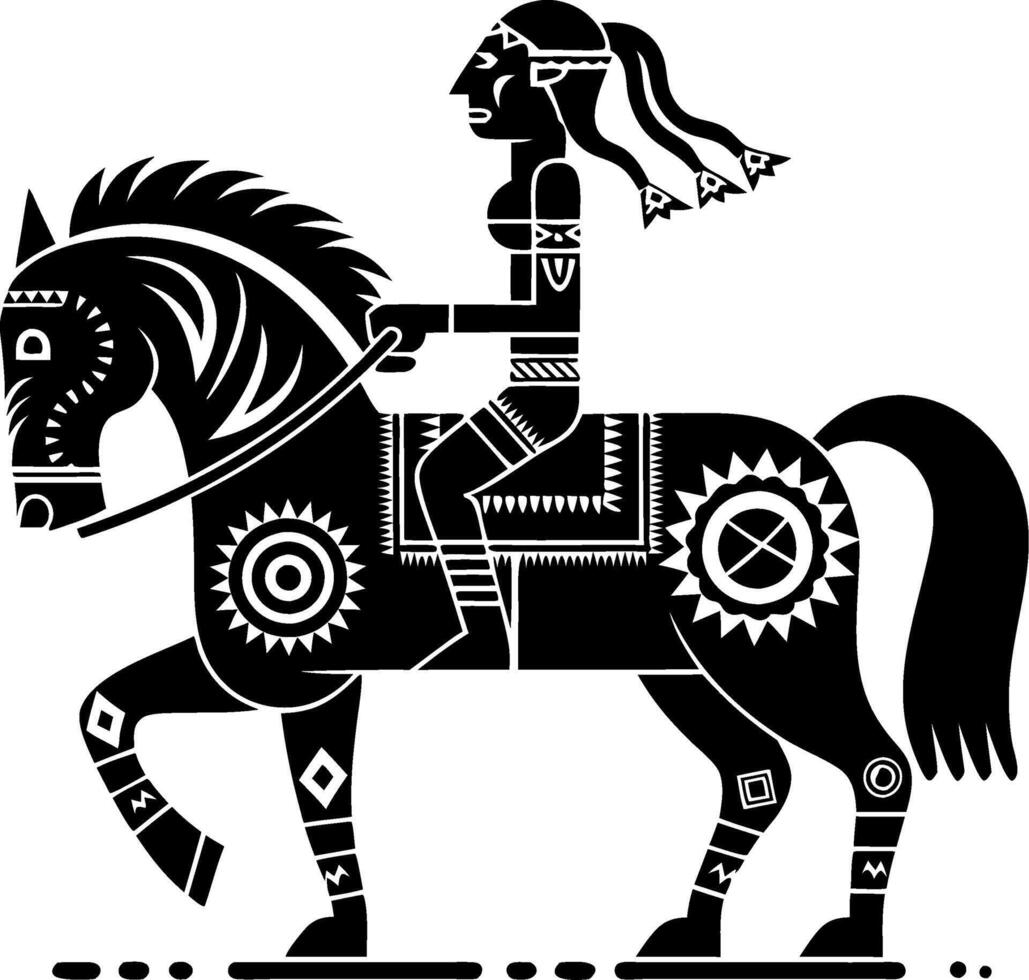 Traditional Tribal Warrior on Horseback Illustration vector