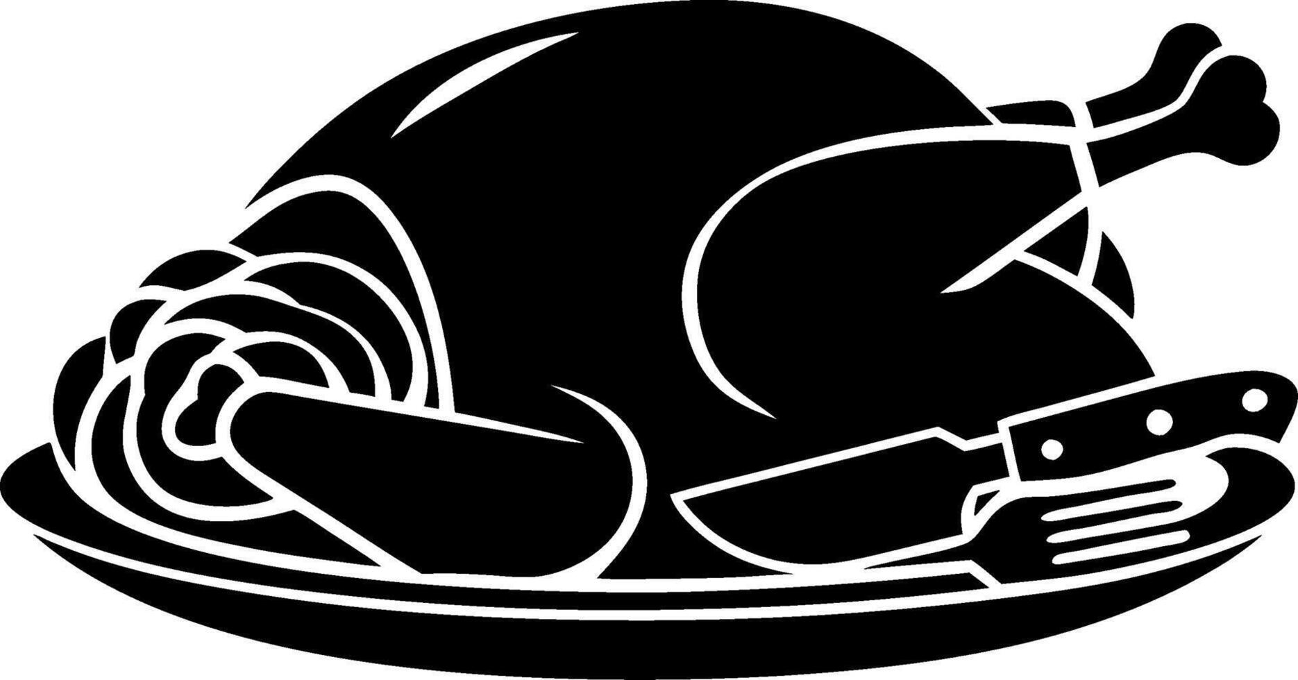 Thanksgiving Turkey Dinner Illustration with Silverware vector